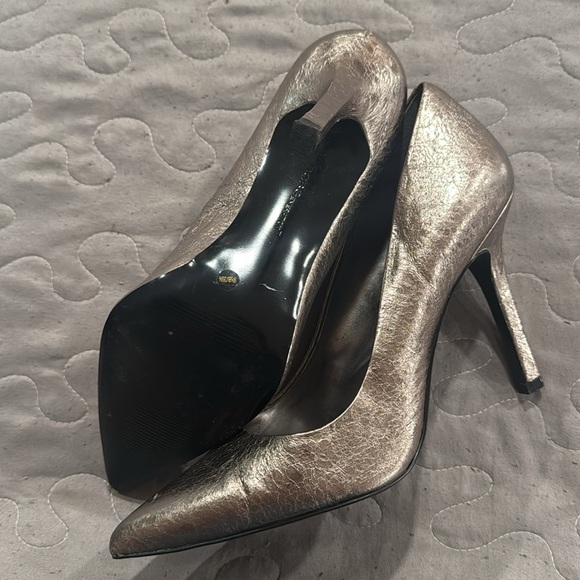 BCBGMaxAzria Women's Shimmering Silver Heels - Picture 3 of 3